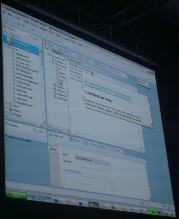 Demonstratie van de Lotusscript editor in Lotus Designer 8.5.1